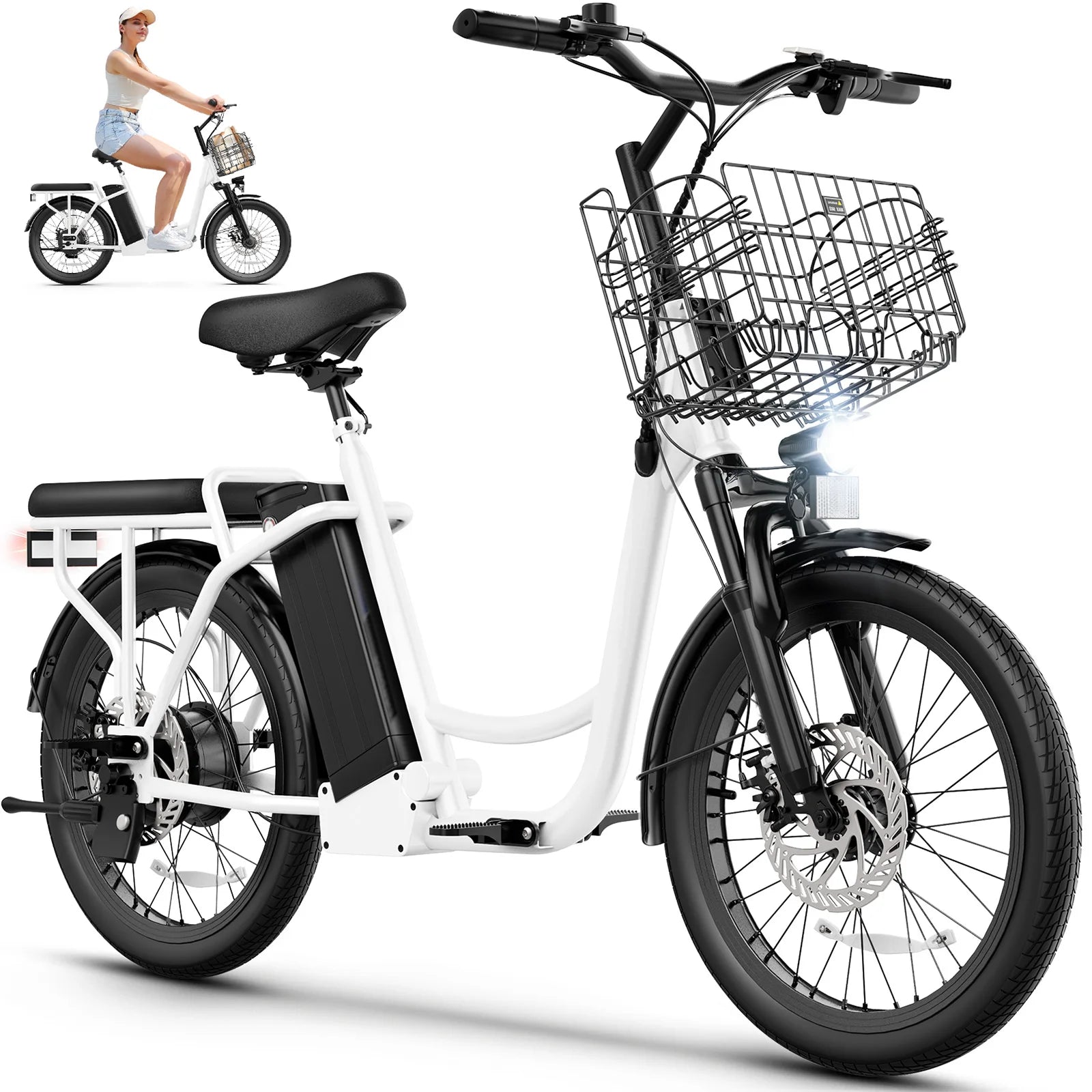 560W/819W Electric Scooter Adults, 36/48V Battery, Up to 25 Miles & 20MPH, 20" Fat Tire Off-Road with Basket