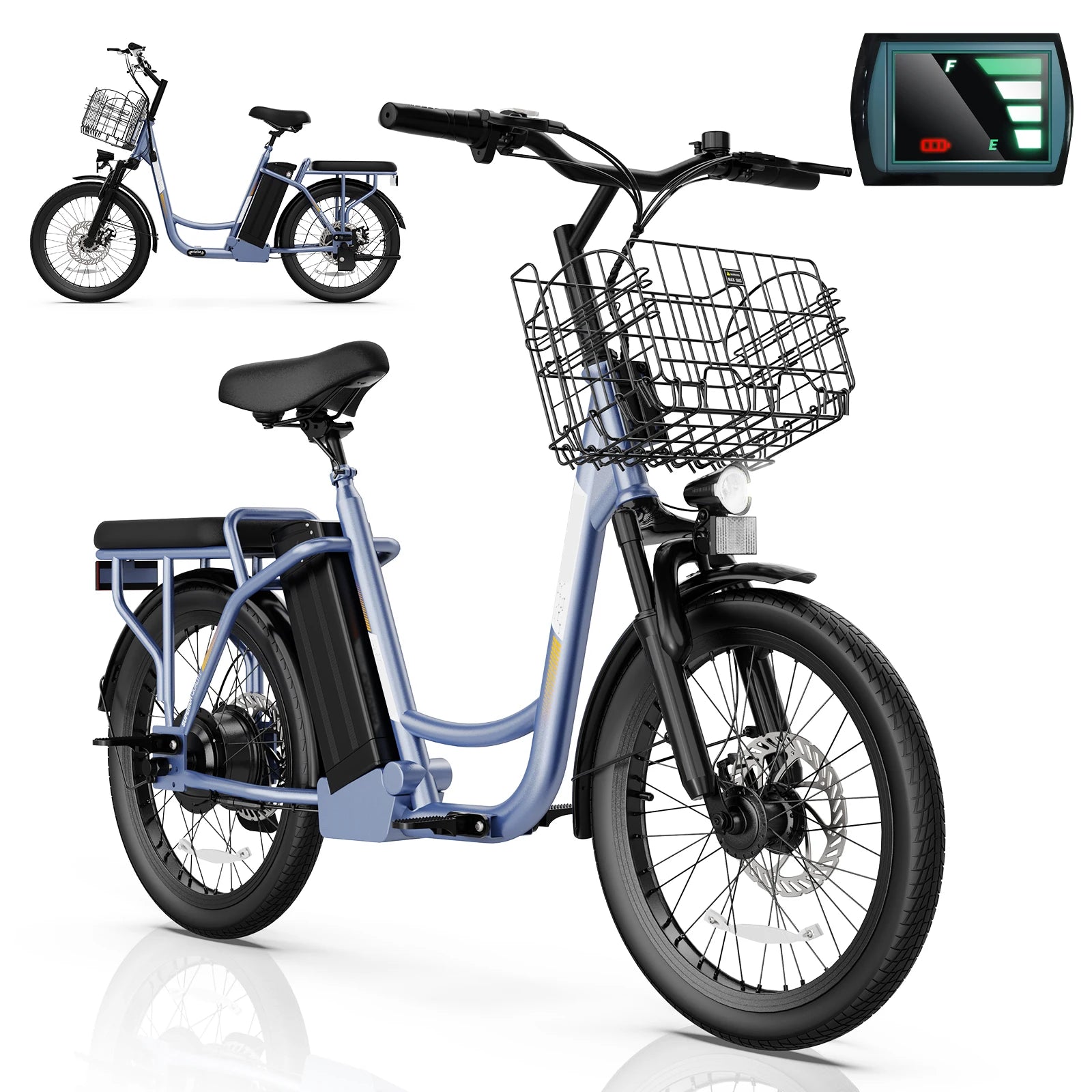 560W/819W Electric Scooter Adults, 36/48V Battery, Up to 25 Miles & 20MPH, 20" Fat Tire Off-Road with Basket