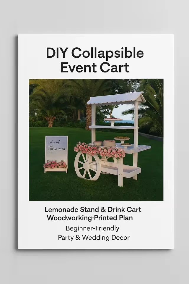 DIY Collapsible Event Cart | Lemonade Stand & Drink Cart Woodworking (Printed Plans)| Beginner-Friendly | Party & Wedding Decor