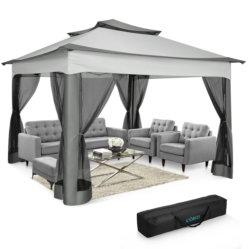 12x12 Pop up Gazebo on Clearance with Mosquito Netting,Outdoor Canopy Tent with Carry Bag, Gazebo for Garden,Backyard,Lawn,Patio