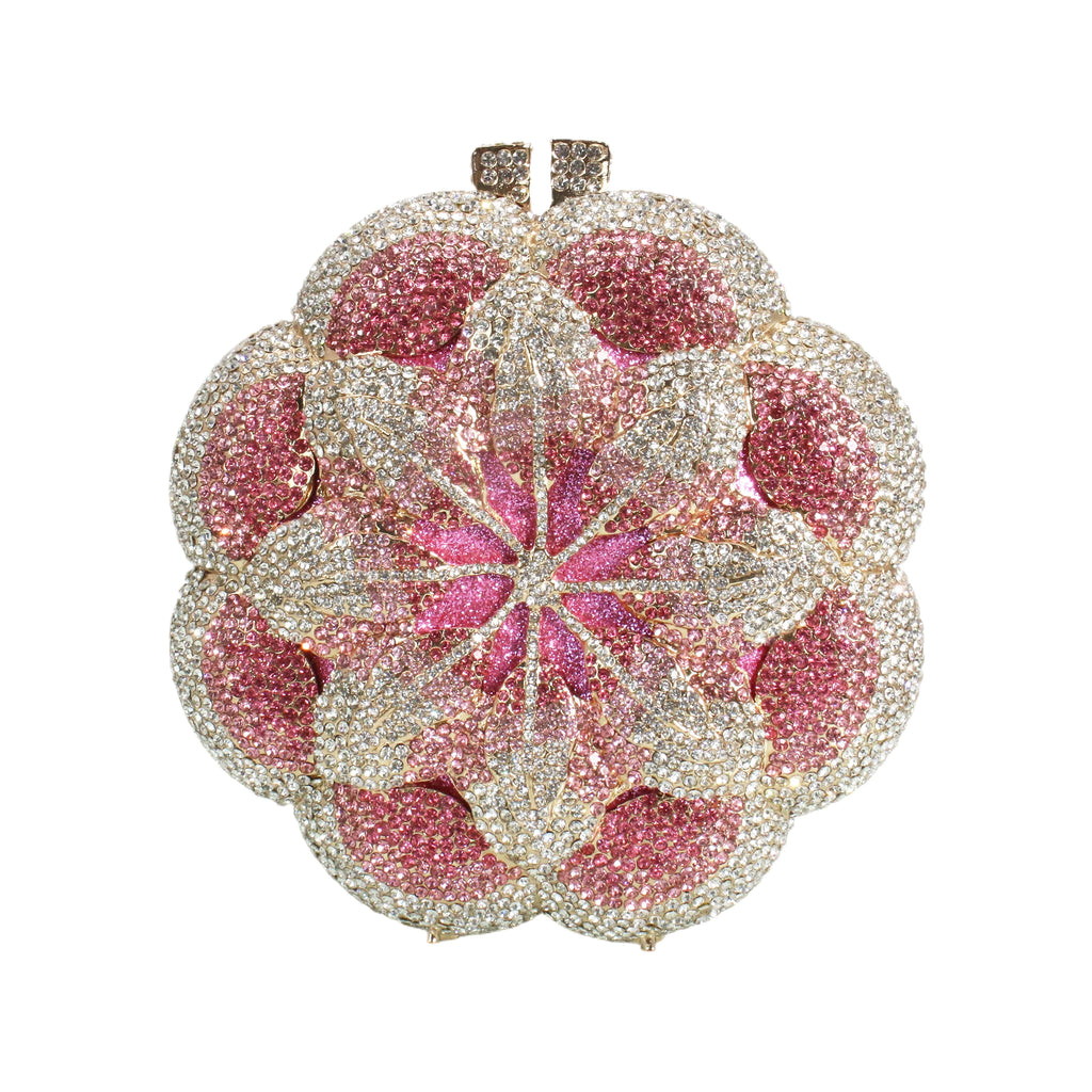 Glitter Women Floral Rhinestone Bag Dazzling Rose Crystal Evening Clutch Bridal Wedding Purse Handbag for Prom Party