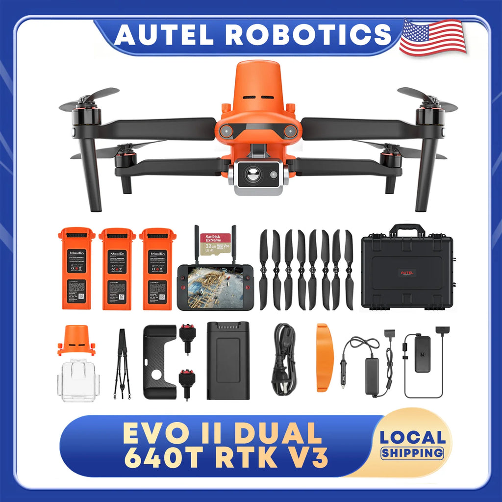 Autel Robotics EVO II Dual 640T RTK V3 Drone Real-time Centimeter-Level Positioning Remote ID S-ony 1'' 6K/30fps HDR Mapping