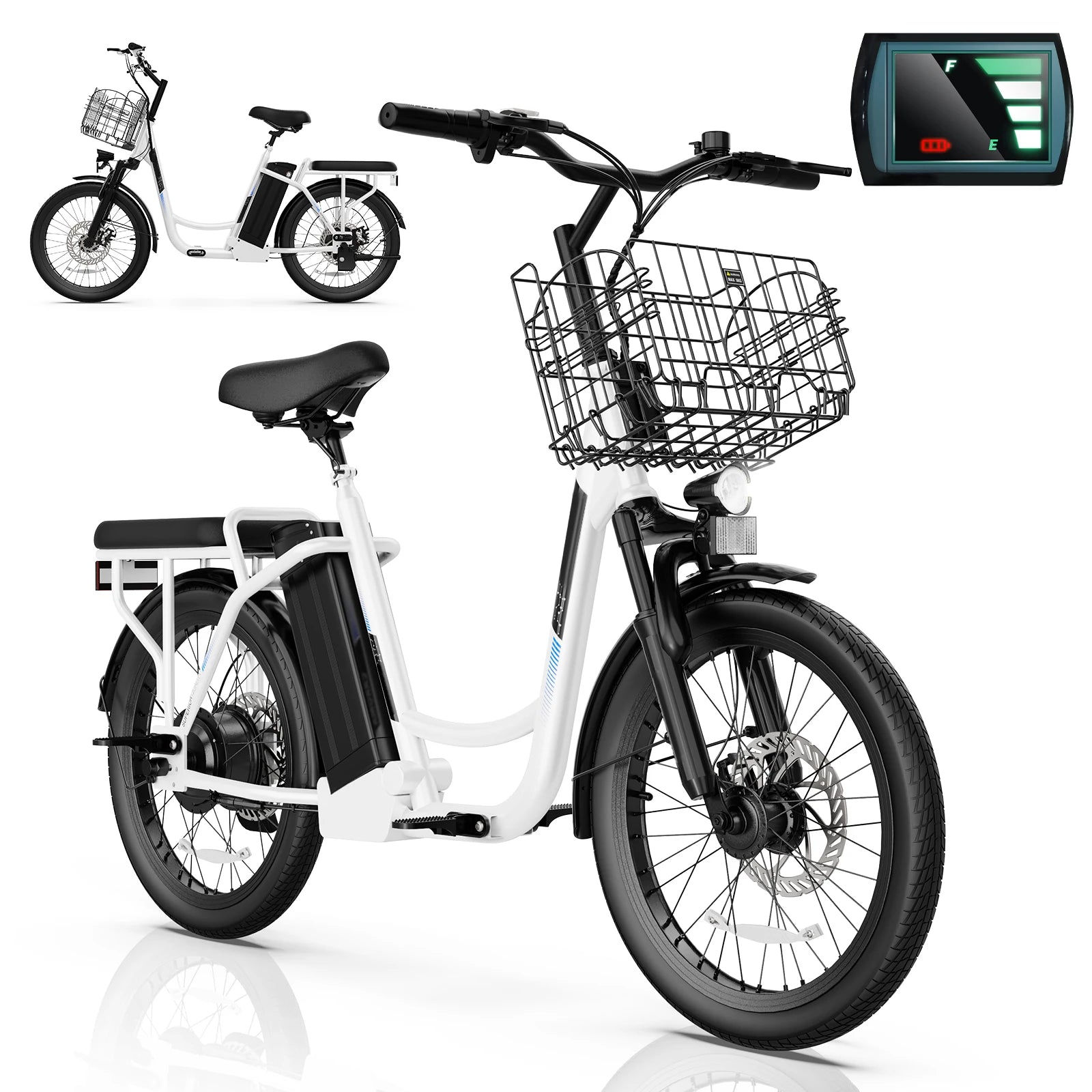 560W/819W Electric Scooter Adults, 36/48V Battery, Up to 25 Miles & 20MPH, 20" Fat Tire Off-Road with Basket
