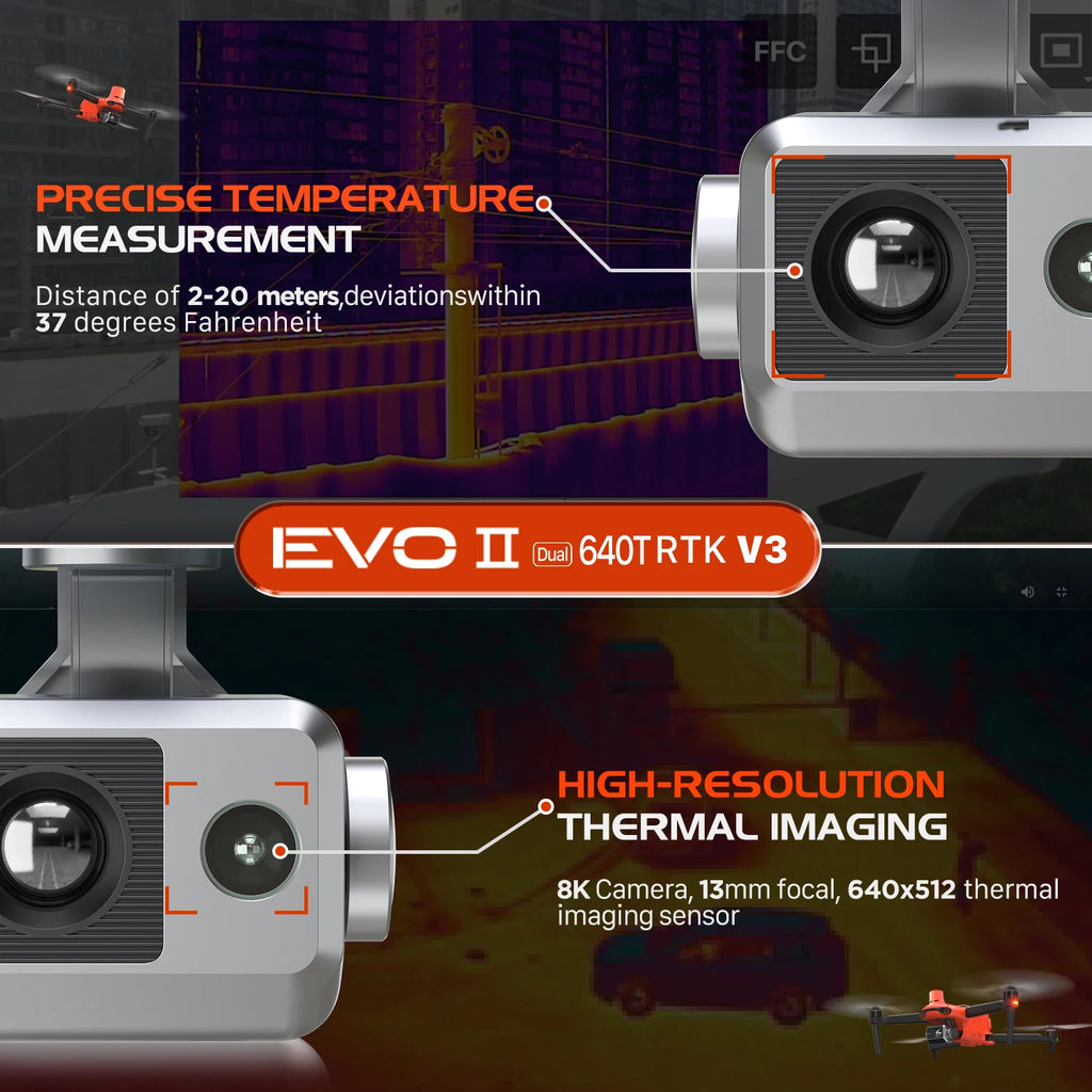 Autel Robotics EVO II Dual 640T RTK V3 Drone Real-time Centimeter-Level Positioning Remote ID S-ony 1'' 6K/30fps HDR Mapping