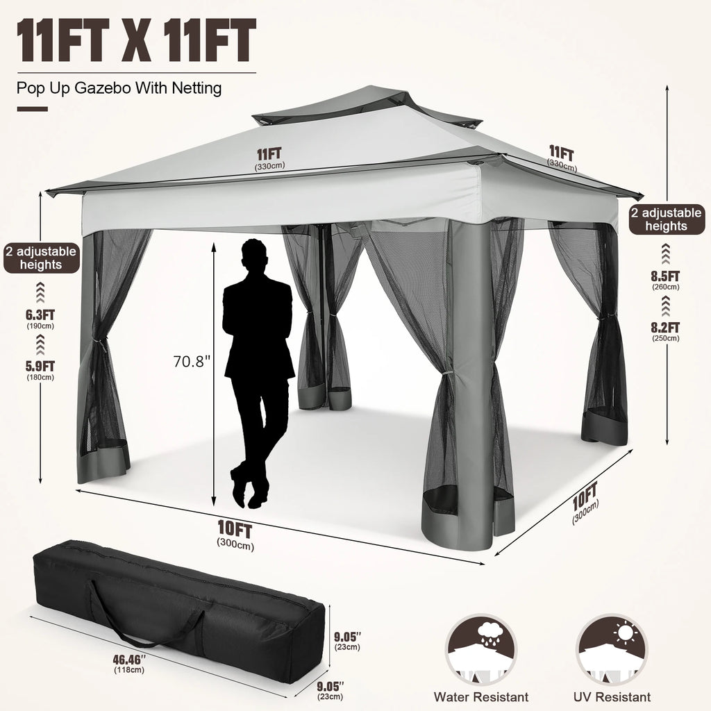 12x12 Pop up Gazebo on Clearance with Mosquito Netting,Outdoor Canopy Tent with Carry Bag, Gazebo for Garden,Backyard,Lawn,Patio