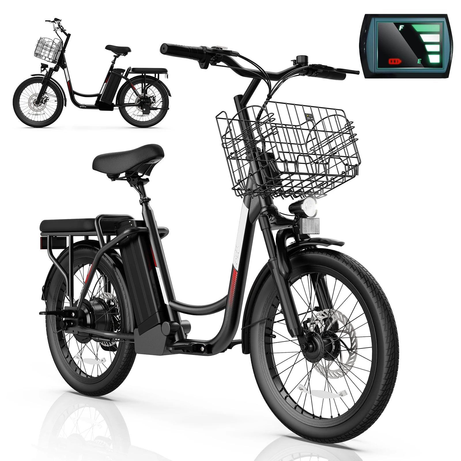 560W/819W Electric Scooter Adults, 36/48V Battery, Up to 25 Miles & 20MPH, 20" Fat Tire Off-Road with Basket