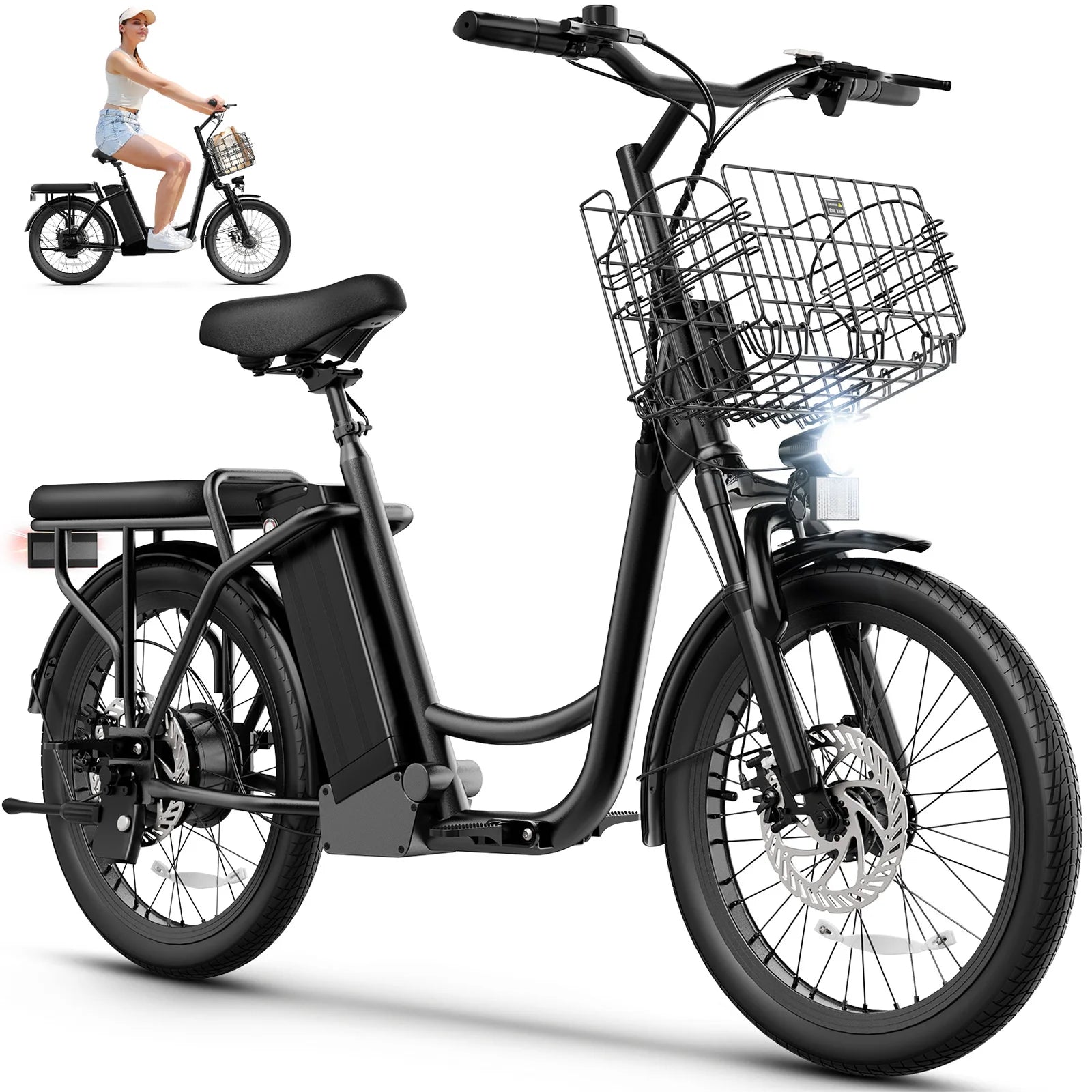 560W/819W Electric Scooter Adults, 36/48V Battery, Up to 25 Miles & 20MPH, 20" Fat Tire Off-Road with Basket