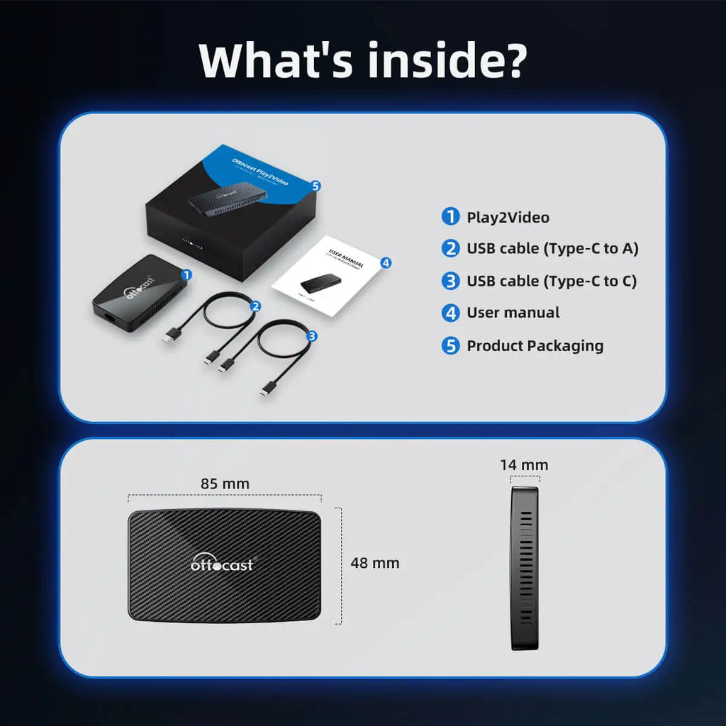 OTTOCAST Play2Video Pro Wireless CarPlay Android Auto Adapter for Youtuber for NetFlix Car Accessories for Lada HAVAl HYUNDRI