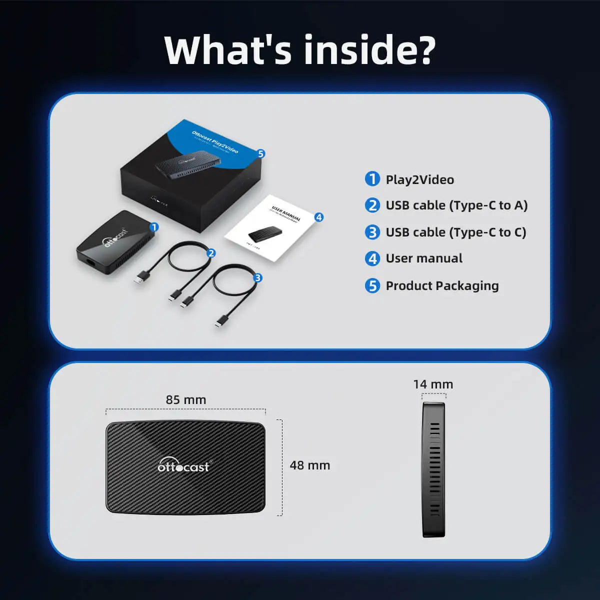 OTTOCAST Play2Video Pro Wireless CarPlay Android Auto Adapter for Youtuber for NetFlix Car Accessories for Lada HAVAl HYUNDRI