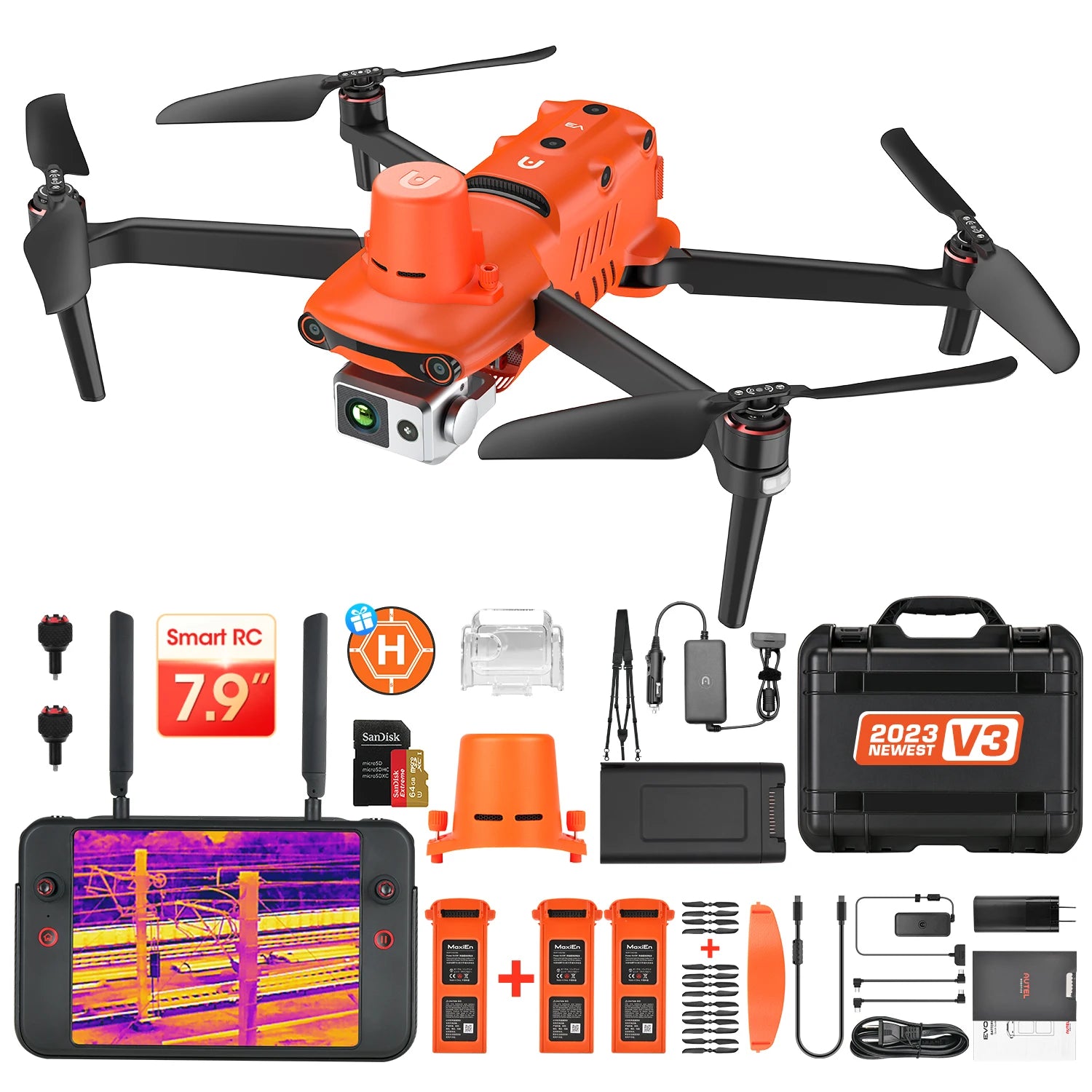 Autel Robotics EVO II Dual 640T RTK V3 Drone Real-time Centimeter-Level Positioning Remote ID S-ony 1'' 6K/30fps HDR Mapping
