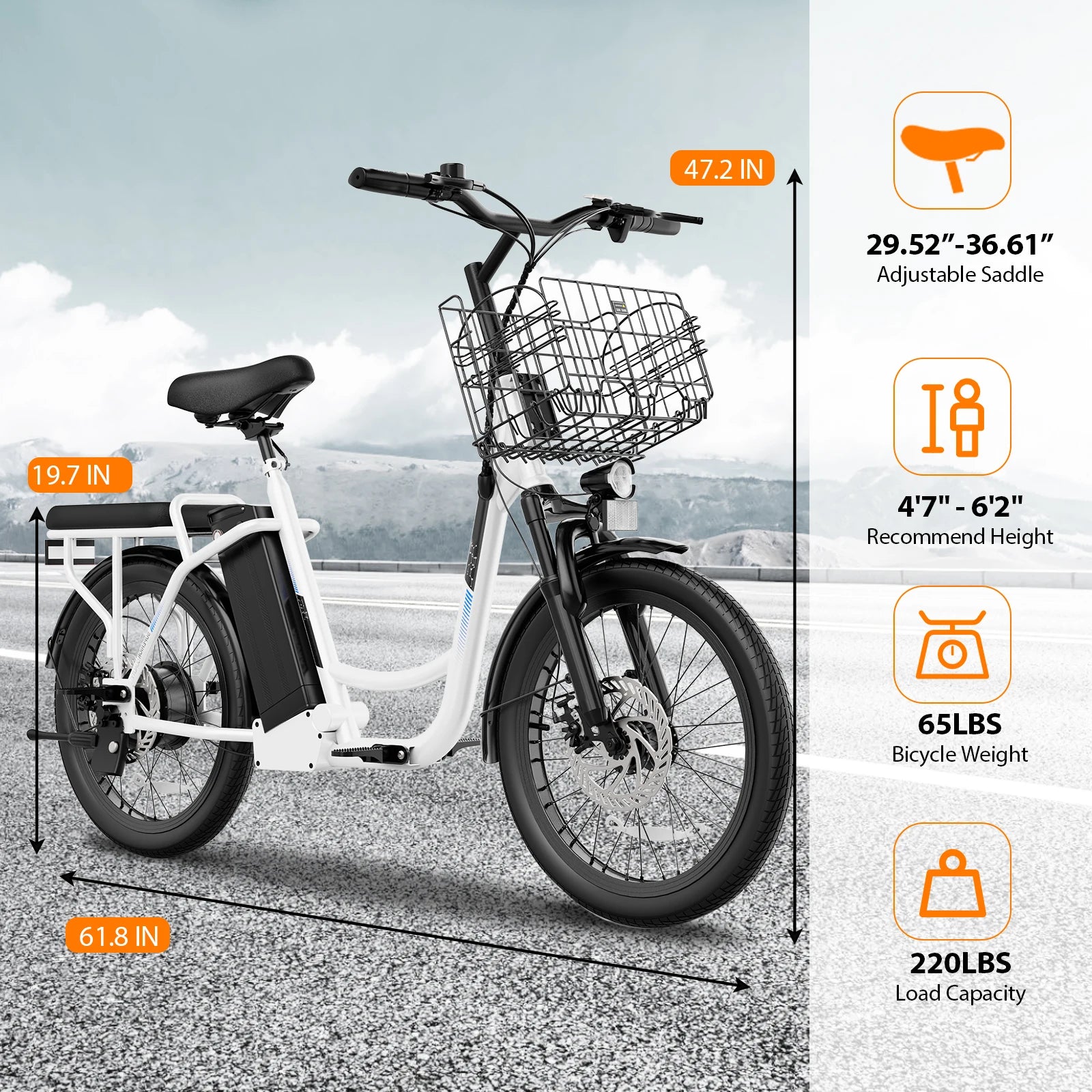 560W/819W Electric Scooter Adults, 36/48V Battery, Up to 25 Miles & 20MPH, 20" Fat Tire Off-Road with Basket