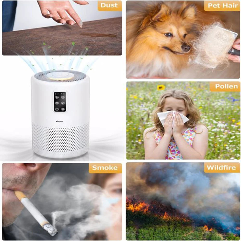 Air Purifier for Home VEWIOR H13 True Hepa Air Purifiers with Scented Sponge Sleep Mode, Timer for Wildfire Smoke Pet Dust Odors