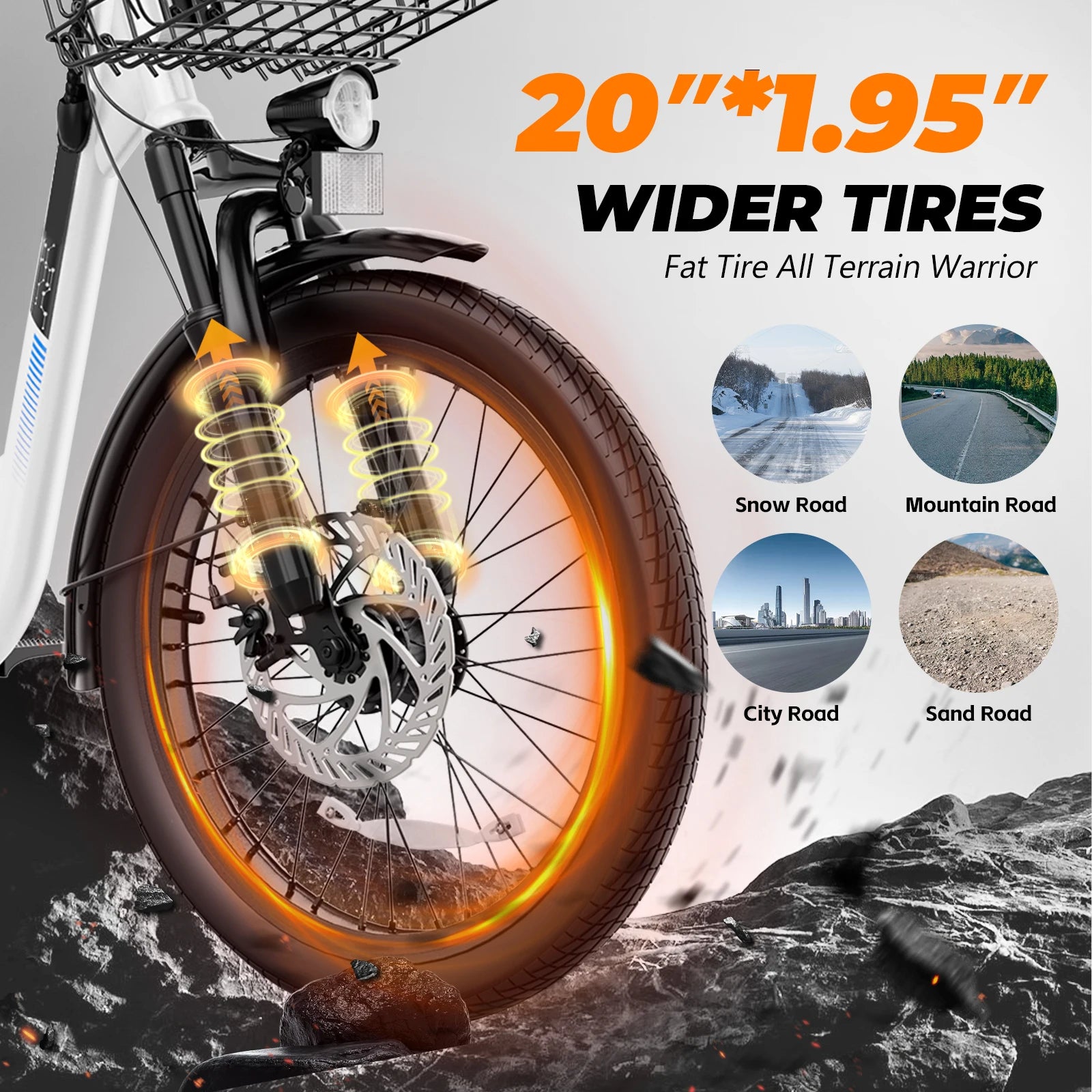 560W/819W Electric Scooter Adults, 36/48V Battery, Up to 25 Miles & 20MPH, 20" Fat Tire Off-Road with Basket