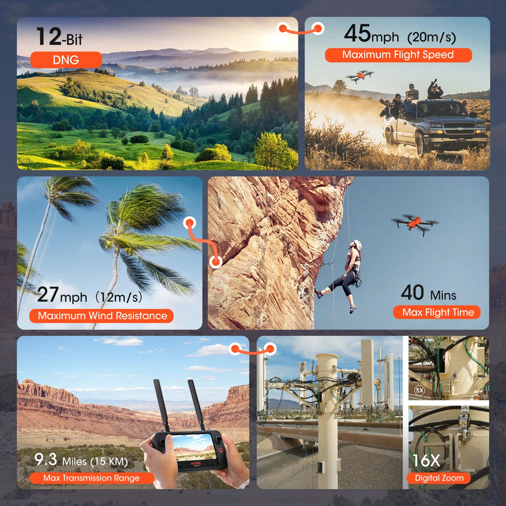 Autel Robotics EVO II Pro V3 Drone 1" CMOS 16x digital zoom 6K 30fps video 6-way binocular vision obstacle avoidance 4GNSS