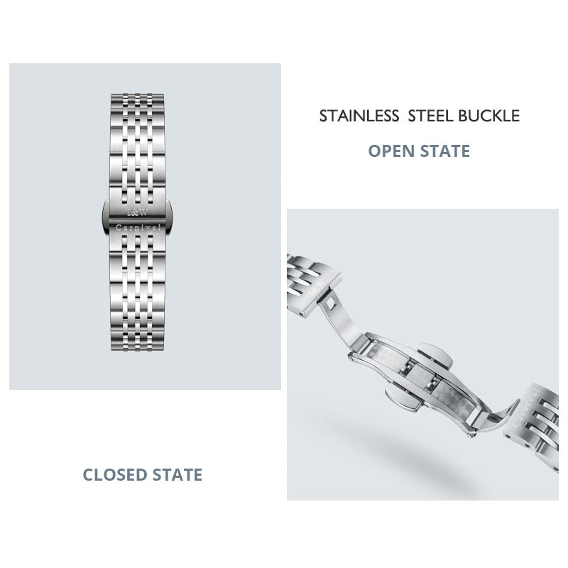 I&W Fashion Automatic Watch for Women Japan MIYOTA Movement Mechanical Watches Women Sapphire Calendar Waterproof Montres Femmes