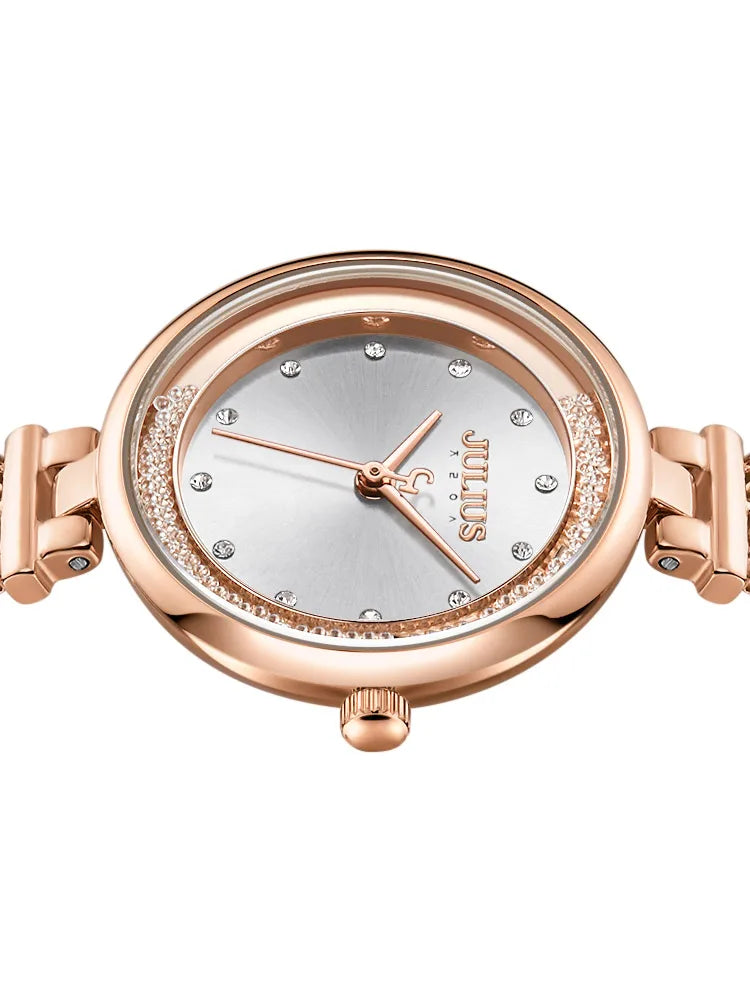 Moving Rhinestone Julius Lady Women's Watch Japan Quartz Elegant Fashion Hours Bracelet Stainless Steel Girl's Birthday Gift Box