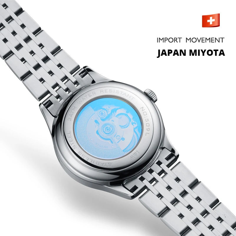 I&W Fashion Automatic Watch for Women Japan MIYOTA Movement Mechanical Watches Women Sapphire Calendar Waterproof Montres Femmes