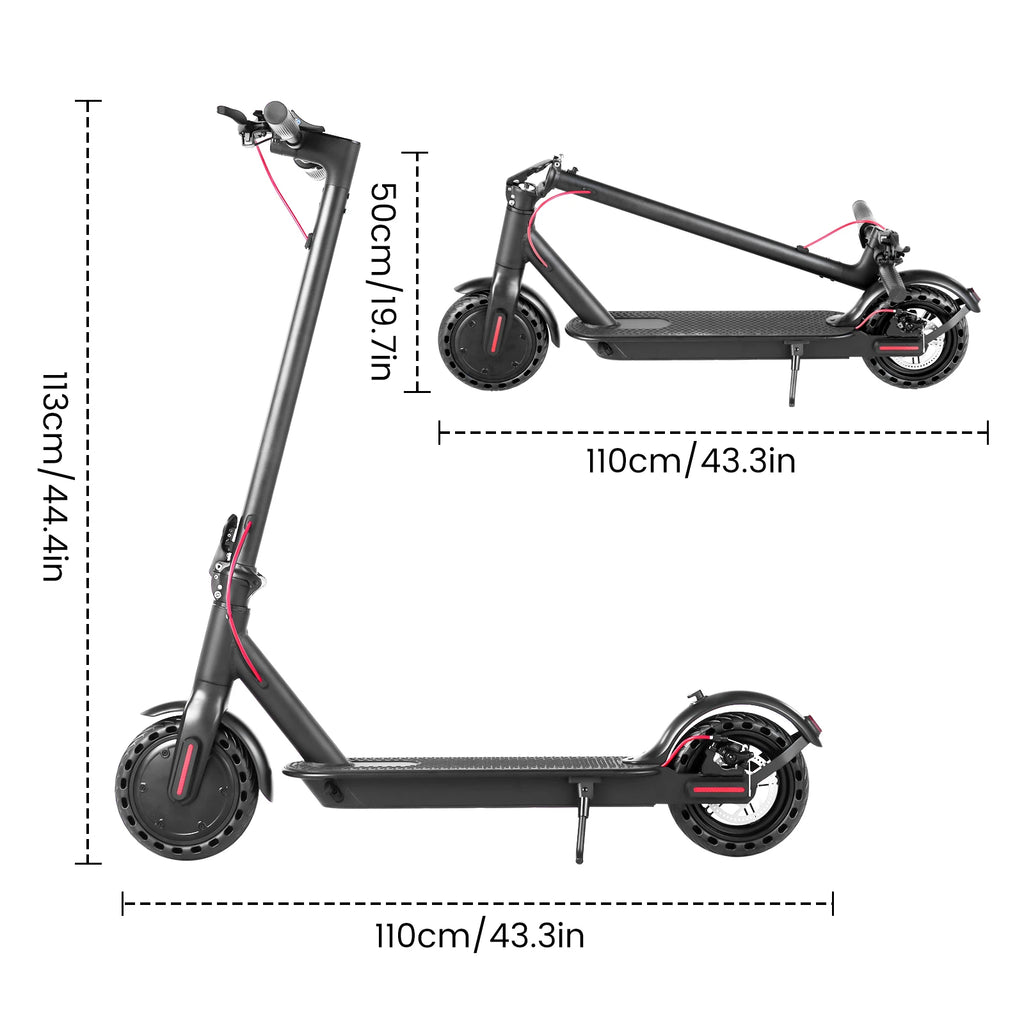 Folding Electric Scooter 36V 8.5inch Anti-skid Solid Tires Long Range 15-20MPH Speed Foldable Commuting E-Scooter for Adults