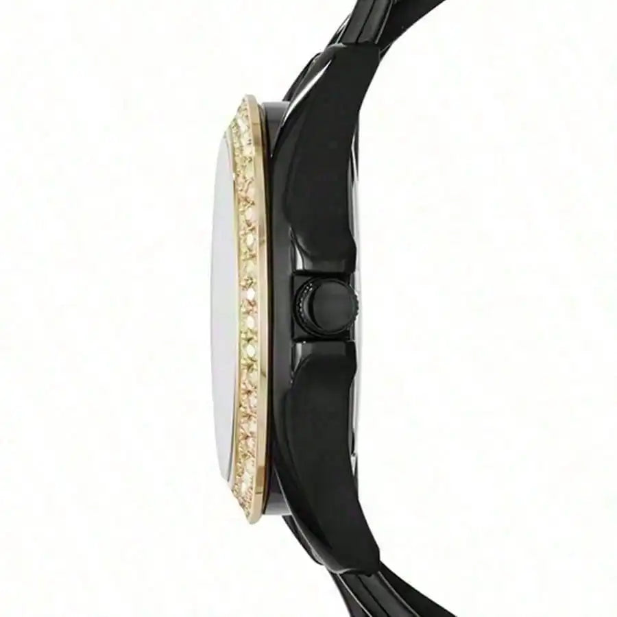 Fossil Woman Watches Quartz Watch White Round Diamond Setting Dial, Leather Strap,  Suitable for Daily Party Wear