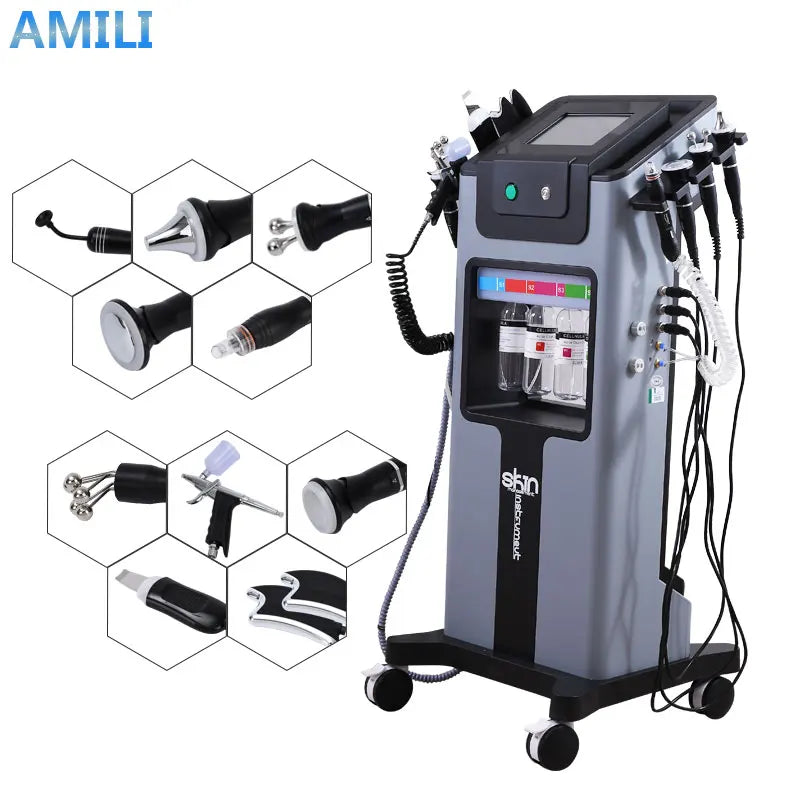 AOKO New10IN 1 Hydro Dermabrasion Aqua Peeling Ultrasound Facial Care Oxygen Injection Skin Rejuvenation Whiting Beauty Machine