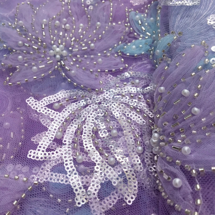 SJD LACE African Luxury Beads Mesh Lace Fabrics Nigerian Tulle 2025 French Tulle Beaded Net Lace for Women Evening Dresses A4034