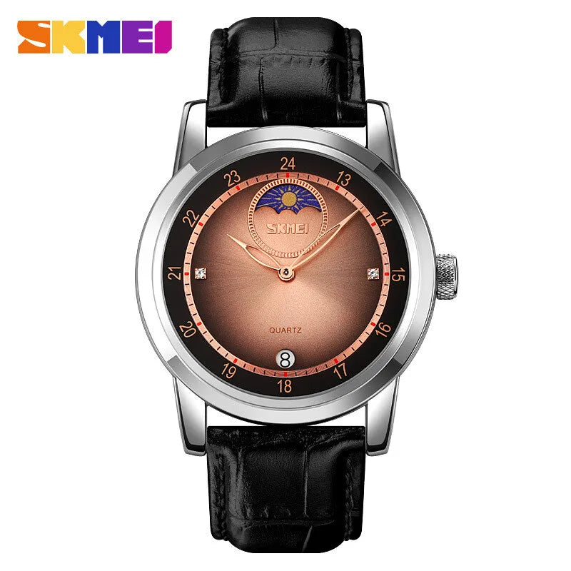 Moon Phase BusinWaterproof Quartz Wristwatch Men Fashion Watch SKMEI 9300