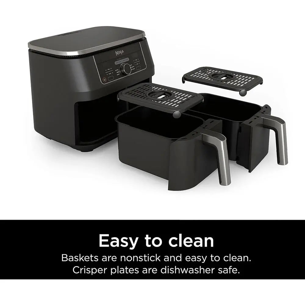 8 Quart DualZone Air Fryer with 2 Independent Baskets, Versatile Cooking Modes for Roasting, Broiling, Dehydrating, and More - B