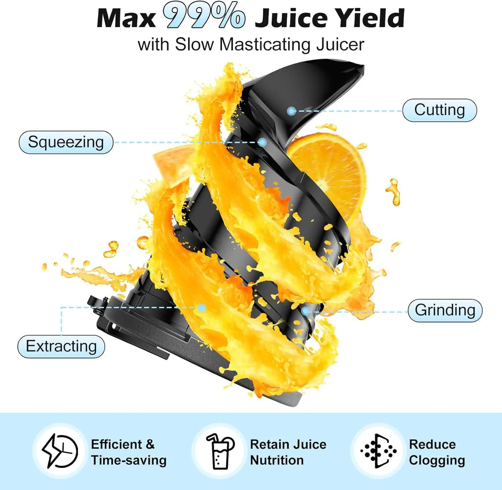 2-in-1 Cold Press Juicer, 5.8" Wide Chute, 400W Masticating Juicer for Whole Fruits & Veggies, Easy Clean, Nut Milk & Juice
