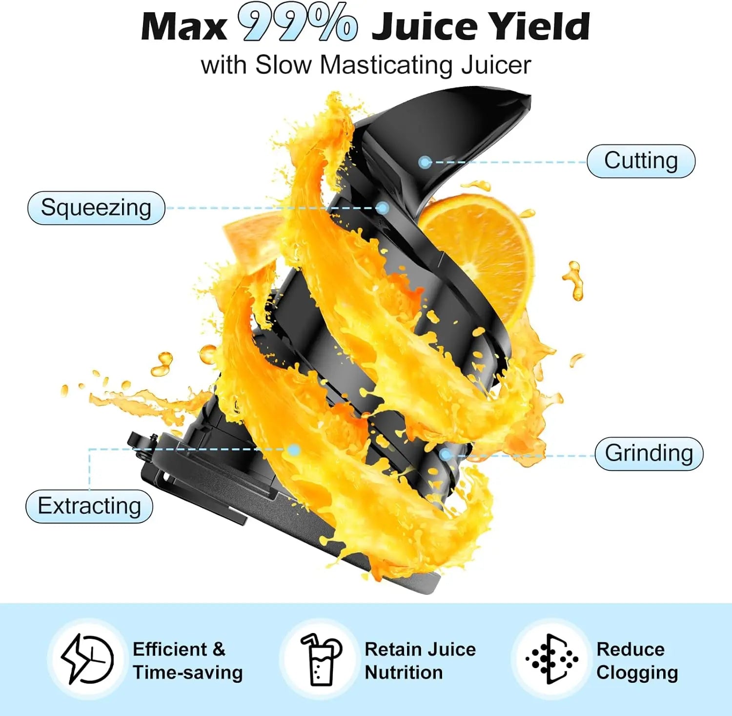 2-in-1 Cold Press Juicer, 5.8" Wide Chute, 400W Masticating Juicer for Whole Fruits & Veggies, Easy Clean, Nut Milk & Juice