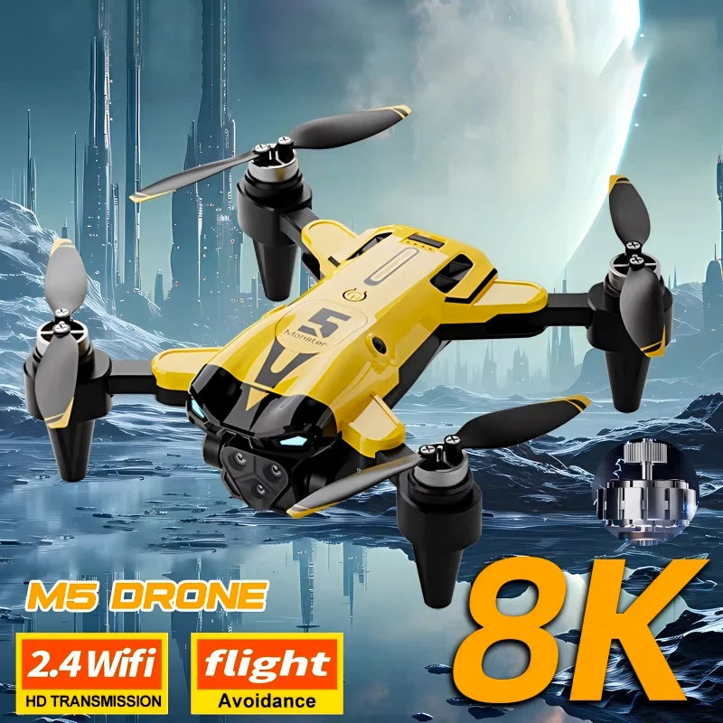 ZNLYRION M5 Foldable Brushless RC Drone 8K Triple Camera Obstacle Avoidance Optical Flow Positioning 2.4G WIFI FPV APP Control One Key Return 360° Roll Mini Quadcopter Drone For Beginners