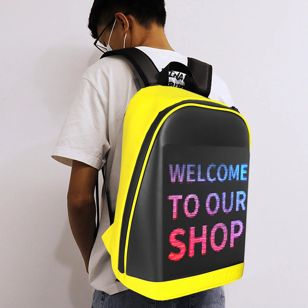 Outdoor Walking Billboard Wifi Bags LED Display Screen Backpack Business Travel Laptop Bag Multi-function School Bag