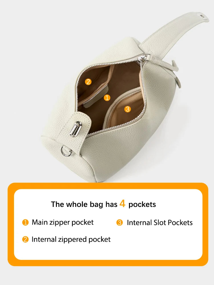 Women's Genuine Leather Shoulder Bag Tassel Boston Bag 2025 Trendy Fashion Bag For Girls Small Grey White Square Bags Shoppers