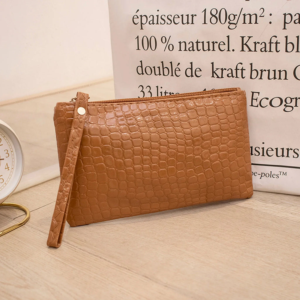 Fashion Women Artificial Leather Underarm Phone Bags Envelope Clutch Bag Card Holder Purse Solid Colors New Thin Clutch Bag
