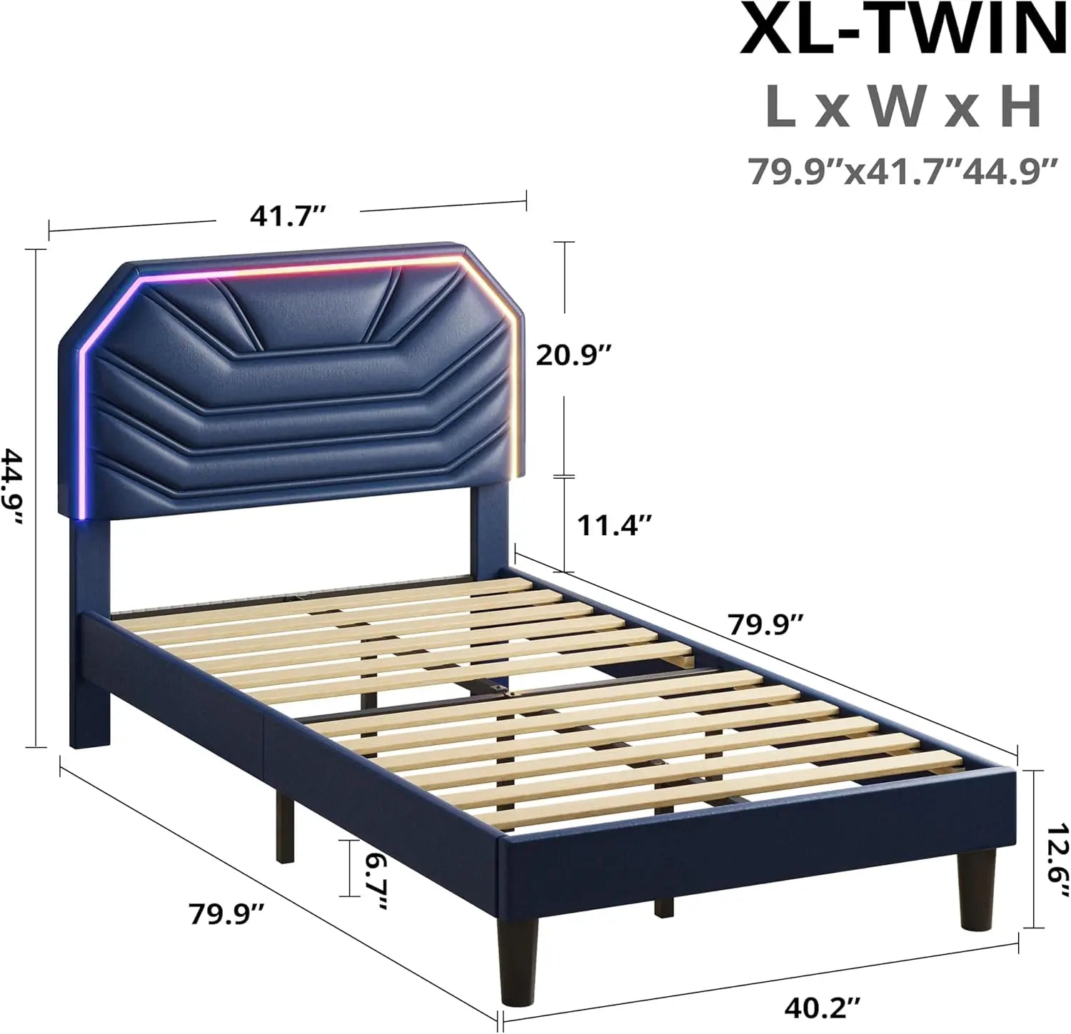 LIKIMIO Twin / Twin XL Bed Frames with Lighted Headboard, Upholstered Modern Cama Twin Platform Bed with Heavy Duty Supports