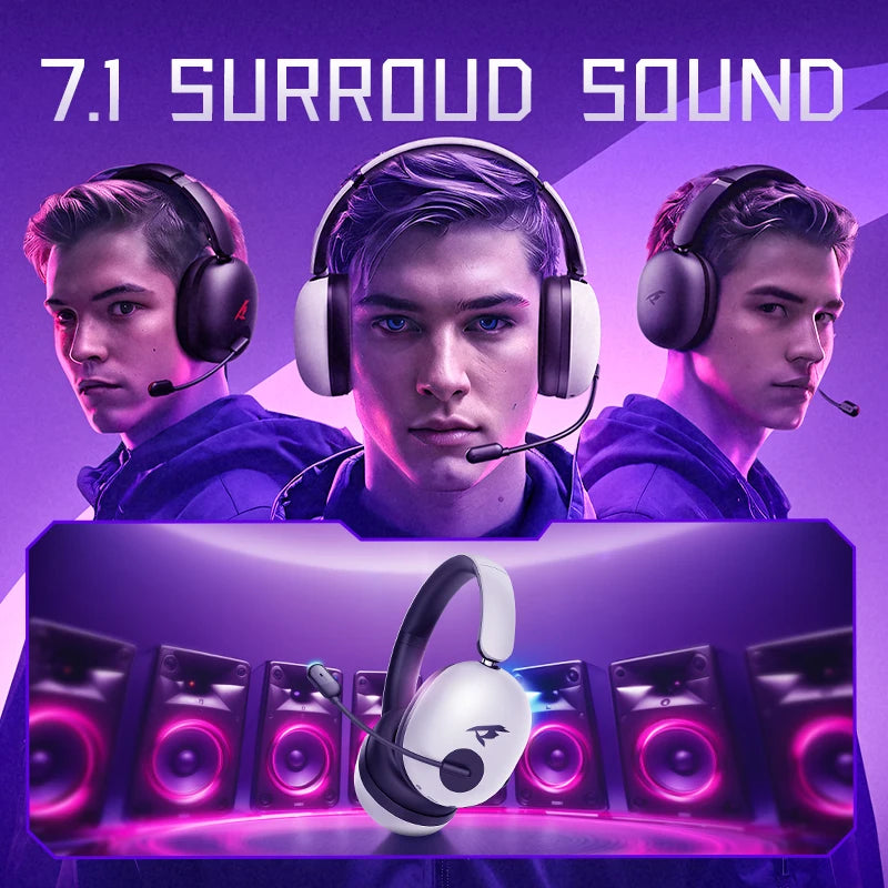 Picun UG-10A 56dB Gaming Wireless Headphone with Mic Over-Ear Headset Bluetooth 6.0 40mm Driver 2.4G/Wireless/Cable Earphones