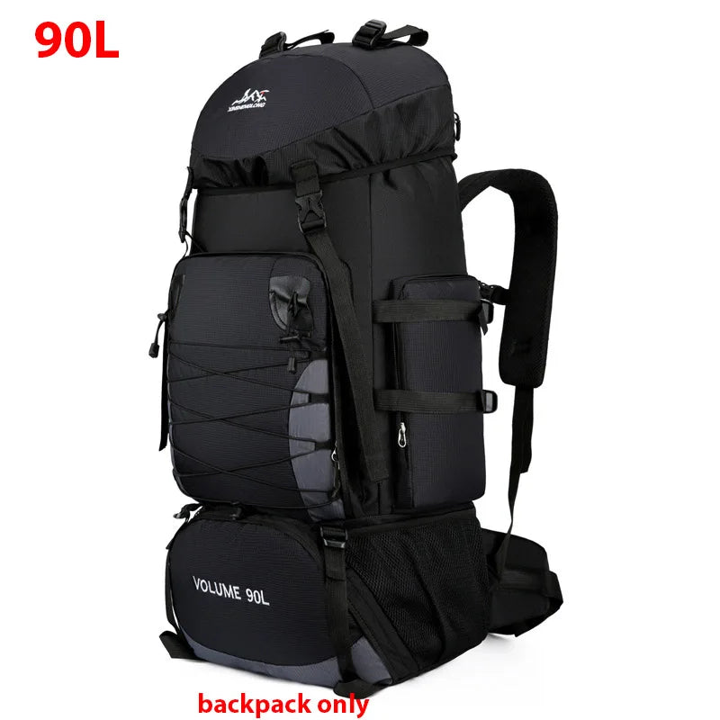90L Large Camping Backpack Travel Bag Men's Women Luggage Hiking Shoulder Bags Outdoor Climbing Trekking Sports Rucksack Nylon