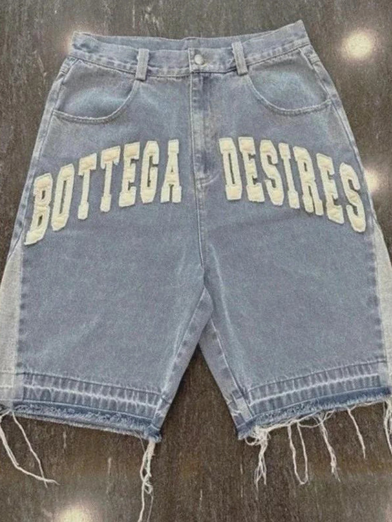 Y2K Vintage Distressed Jeans Letter Pattern Decoration High Waist Denim Shorts Fashion Men Women Hip Hop Streetwear