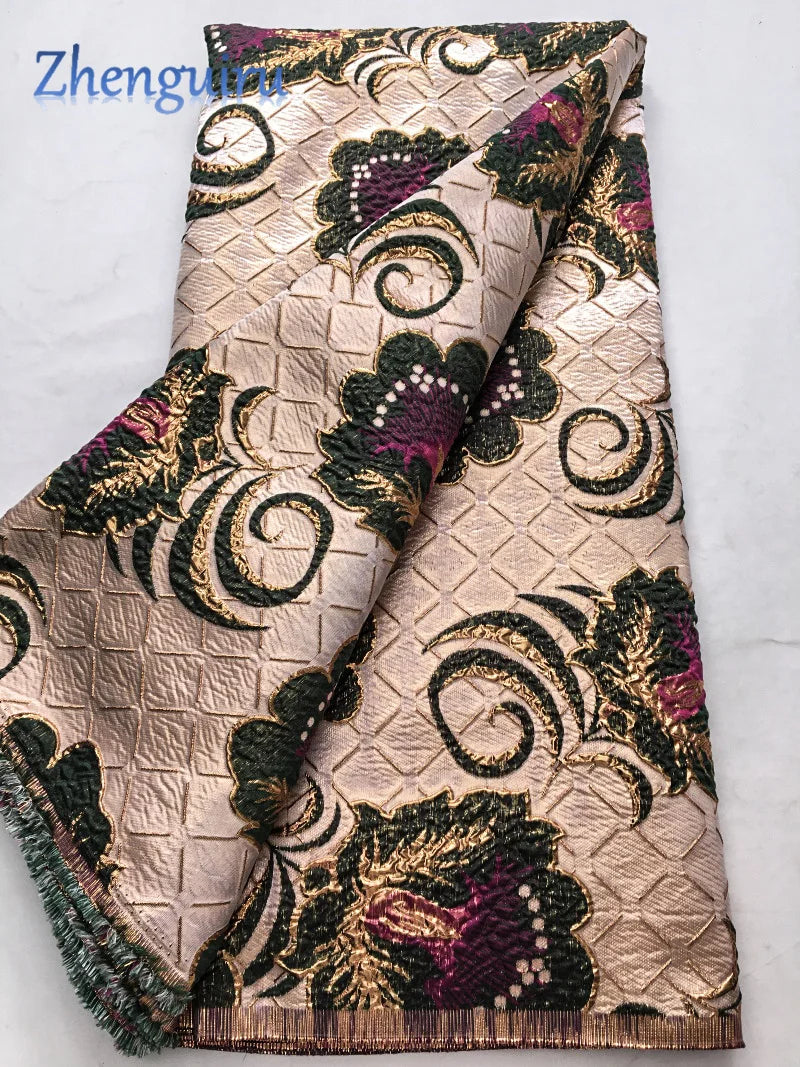 Luxury Nigerian Jacquard Lace Fabric Gilding French African Broacde Lace Fabric 2025 High Quality Damask Dress for Women A4085