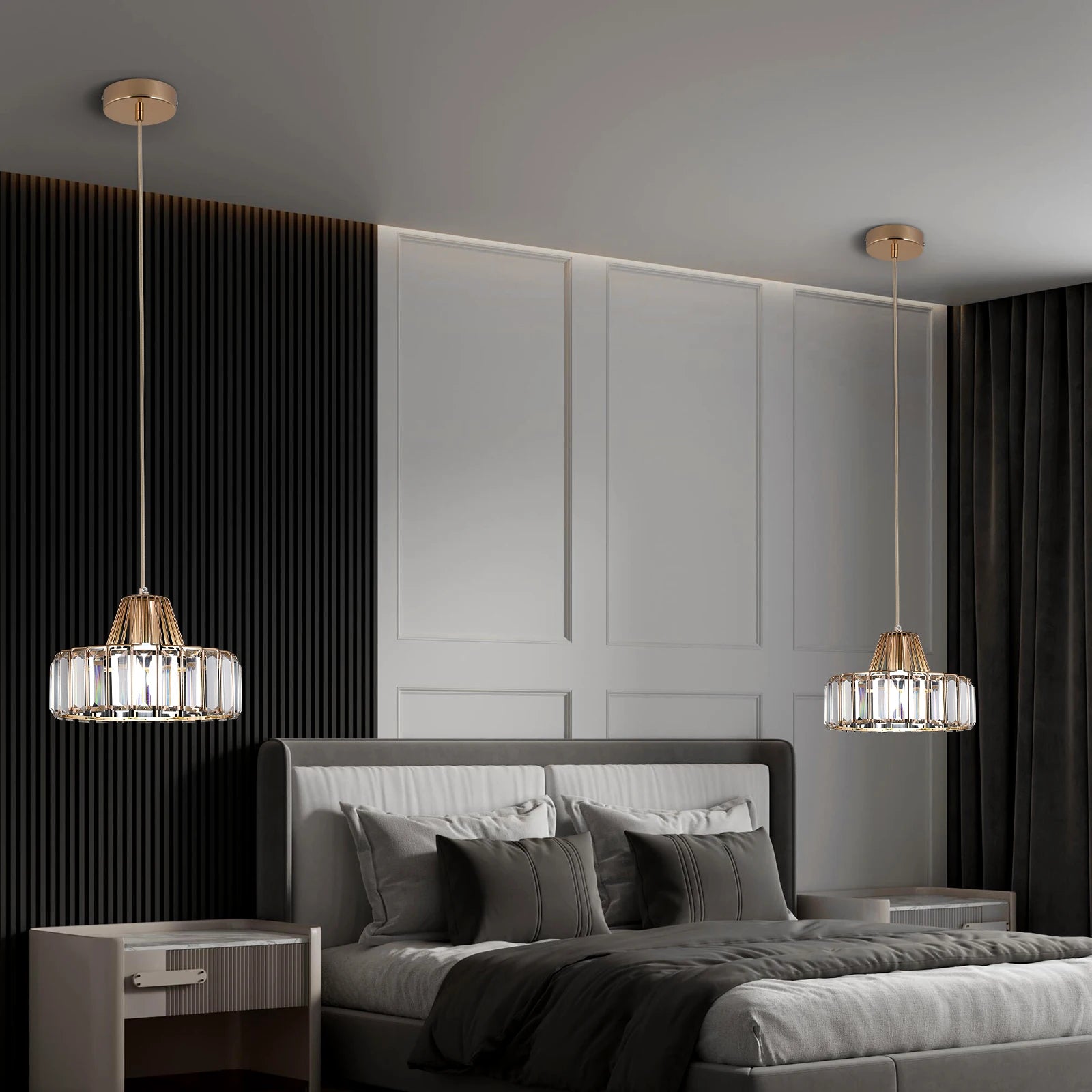 Modern Crystal Ceiling Lamp Led Hanging Lights Home Appliance Dining Room Nordic Loft Chandelier Bedroom Bedside Decora Fixtures