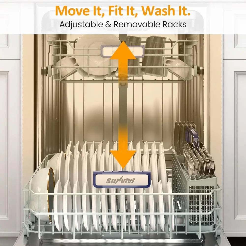 24" Built-in Dishwasher, Dishwasher Machine Stainless Steel with Adjustable Racks, 14–16 Place Settings Large Capacity Dish Wash