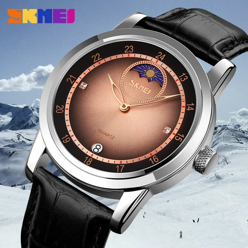 Moon Phase BusinWaterproof Quartz Wristwatch Men Fashion Watch SKMEI 9300