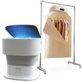 Portable Clothes Dryer and Foldable Washing Machine for Apartment, RV, Travel Lightweight Plastic, White Compact, Energy-Effici