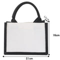 Black/White Women Girl DIY Blank Grocery Handbag Large Capacity  Foldable Travel Storage Organizer Jute Burlap Tote Bags