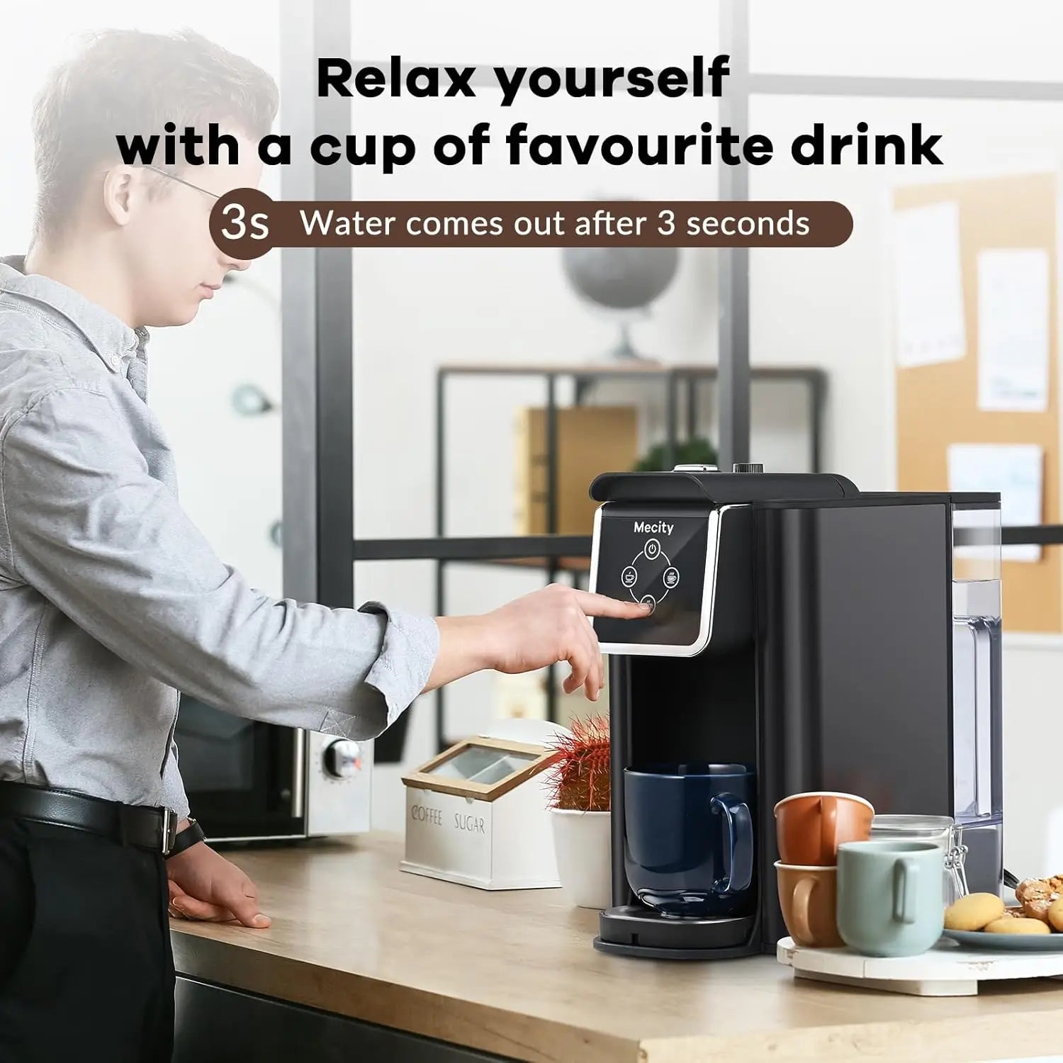 Coffee Maker 3 in 1 Single Serve Coffee Machine, Compatible with K cup Capsules, Instant Coffee Pot, Tea maker, 6,8,10 Oz Cup
