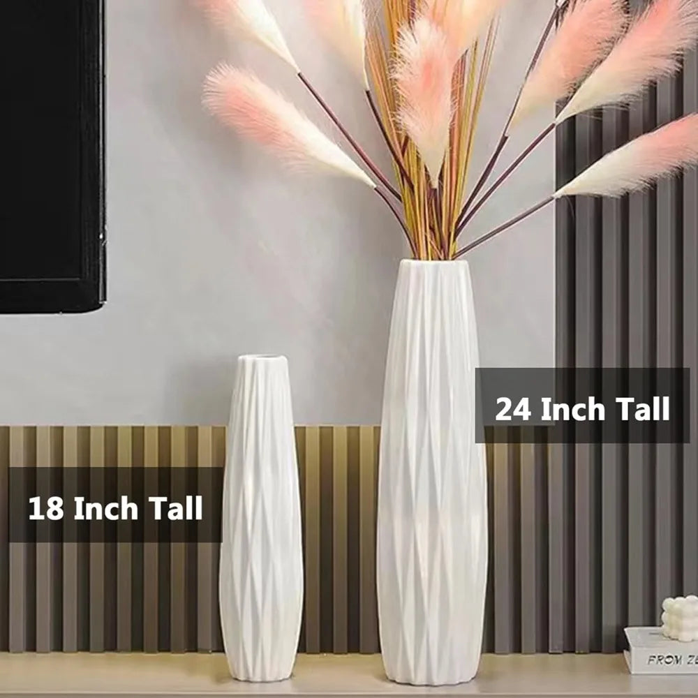 Floor Vase, 24 Tall Ceramic Decorative Large Vases for Living Room Decor Home Office Bedroom, Modern Big Standing Flower V