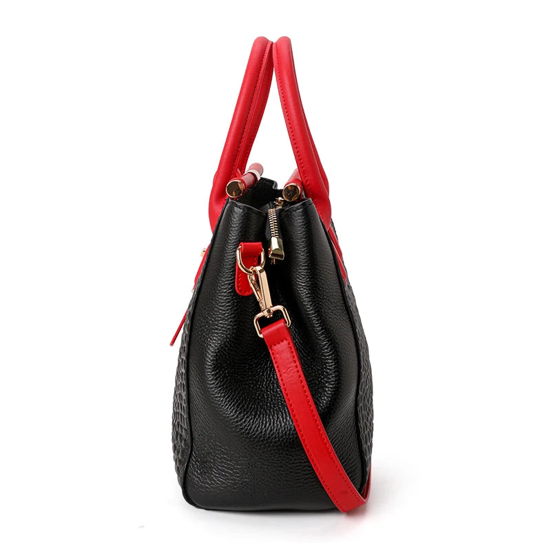 Light Luxury Crocodile Pattern Women's Handbag Large Capacity Black High Quality Cowhide Single Shoulder Crossbody Bag