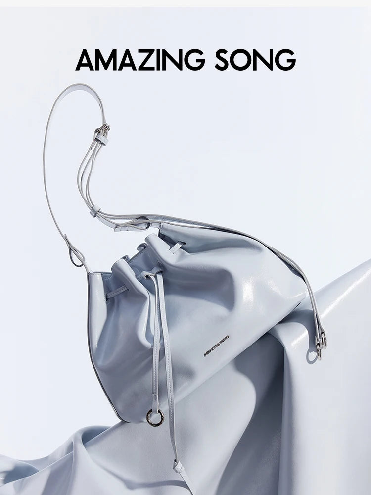 Amazing Song Donut Drawstring Bucket Bag Women's Diagonal Package Autumn Faux Suede 2025 New Original Design Women's Fashion Bag