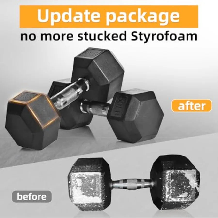 Rubber Hex Dumbbell Set with Rack - 350/450/550lbs Adjustable Free Weight for Home Gym Strength Training Durable Black Fitness