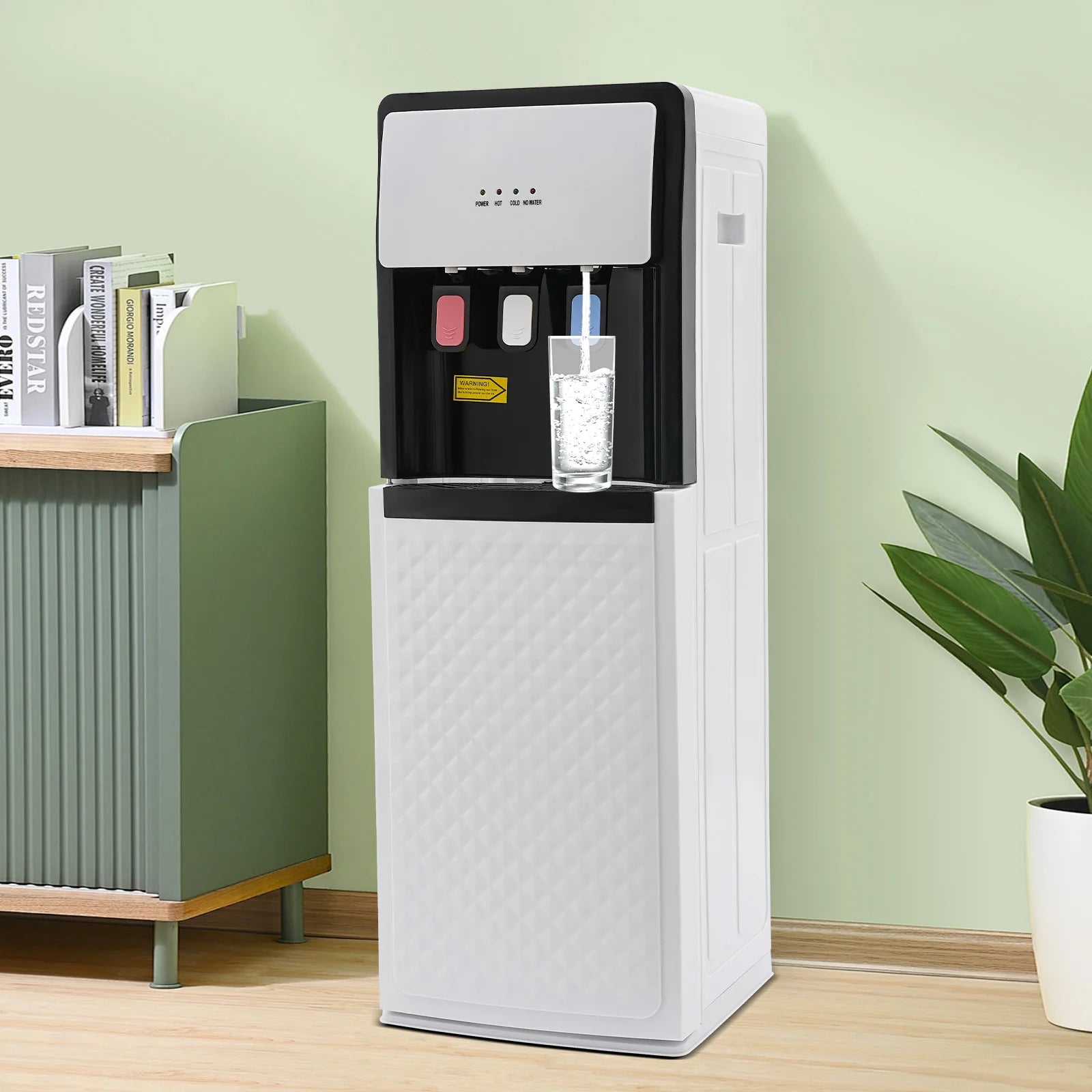 White Bottom Loading Water Cooler Dispenser,Hot & Cold Standing PP Water Dispenser Floor Standing for Home,Commercial