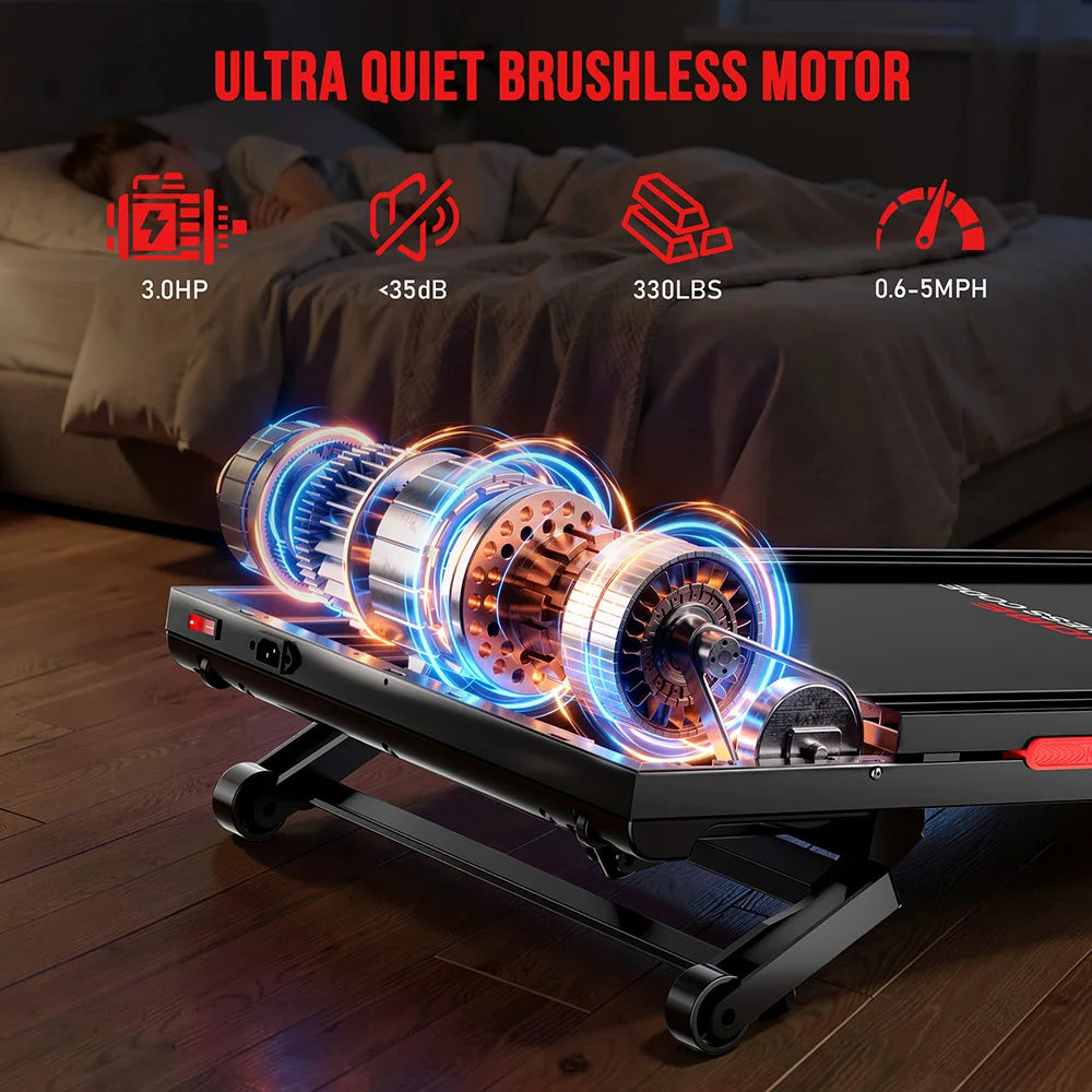 Walking Pad Treadmill 15% Auto Incline with Remote Control LED Screen Under Desk Treadmill, Compact Treadmills for Home Hiking